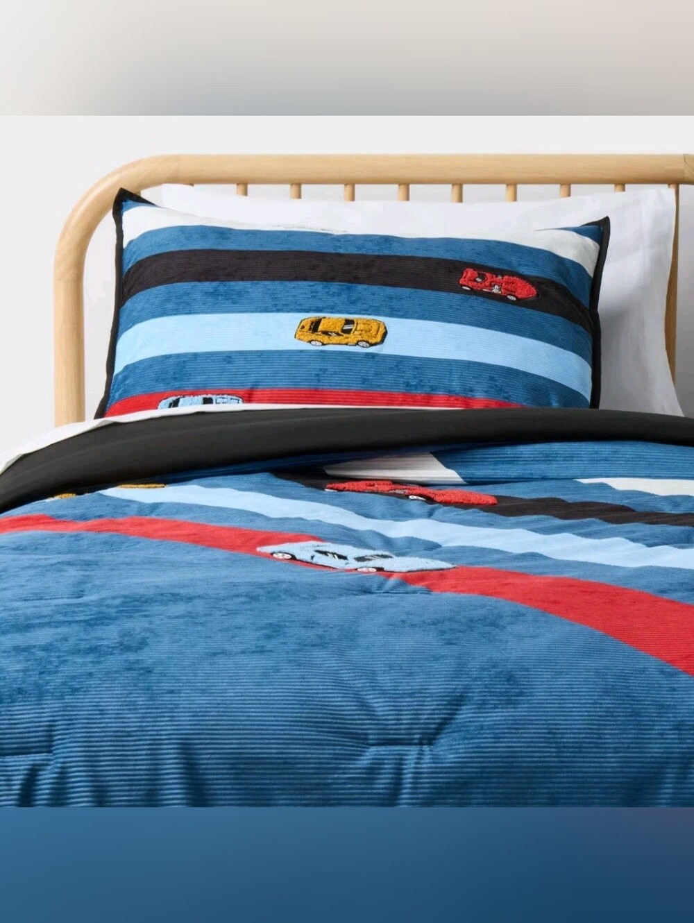 Full/Queen Hot Wheels Classic Track Corduroy Comforter Set Blue by Pillowfort